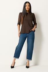 M&Co Petite Chocolate Brown Lace Top | M&Co 1