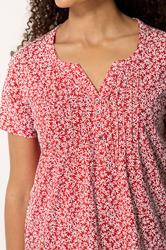 M&Co 2 PACK Red & White Floral Cotton Henley Tops | M&Co 6