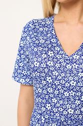 M&Co Navy Blue Floral Notch Neck Maxi Dress | M&Co 4