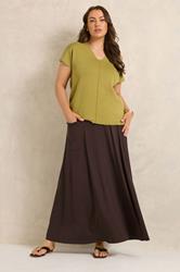 EVANS Plus Size Chocolate Brown Maxi Skirt | Evans  3