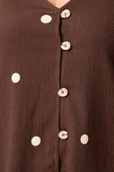YOURS Plus Size Chocolate Brown Polka Dot Textured Waistcoat | Yours Clothing 4