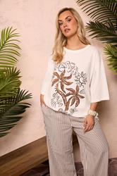 YOURS Plus Size White Embellished Oversized T-shirt | Yours Clothing 3