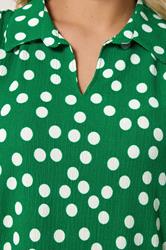 YOURS Plus Size Green Polka Dot Collared Vest Top | Yours Clothing 4