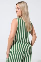 LIMITED COLLECTION Plus Size Green & White Stripe Waistcoat | Yours Clothing 2