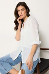 M&Co White Crinkle Tab Sleeve Shirt | M&Co 3