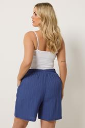 YOURS Plus Size Denim Blue Textured Woven Shorts | Yours Clothing 2