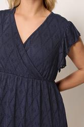 YOURS Plus Size Navy Blue Wrap Pointelle Dress | Yours Clothing 4