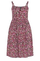 YOURS Curve Pink Ditsy Floral Strappy Midi Sundress