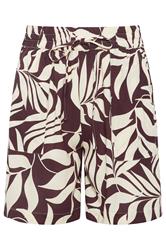 M&Co Berry Purple Leaf Print Shorts | M&Co 5