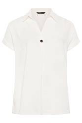 YOURS Curve White Button Half Placket Blouse