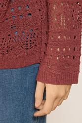M&Co Berry Red Open Front Crochet Cardigan | M&Co 4
