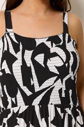 YOURS Plus Size Black Abstract Shirred Dress | Yours Clothing 4