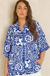 EVANS Plus Size Blue Abstract Print Blouse | Evans 3