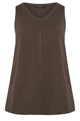 EVANS Curve Chocolate Brown Premium Cotton Vest Top