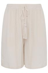 YOURS Plus Size Natural Brown Scallop Trim Shorts | Yours Clothing 6