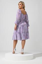 YOURS LONDON Plus Size Purple Floral Dobby Dress | Yours Clothing 2