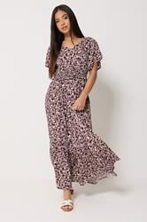 M&Co Petite Berry Purple Floral Maxi Dress | M&Co 1