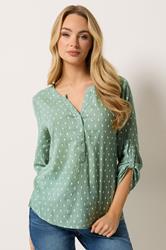 M&Co Sage Green Notch Neck Dobby Shirt | M&Co 3