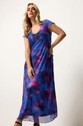 YOURS Plus Size Cobalt Blue Floral Mesh Maxi Dress | Yours Clothing 3