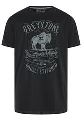 KAM Big & Tall Black 'Greystone' Graphic Print T-Shirt