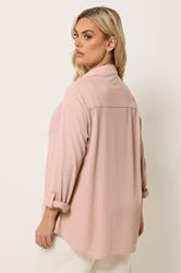 YOURS Plus Size Light Pink Ribbed Shirt | Yours Clothing 2