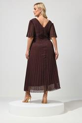 YOURS LONDON Plus Size Chocolate Brown Metallic Dobby Wrap Dress | Yours Clothing 2