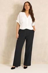 EVANS Plus Size Black Wide Leg Formal Trousers | Evans 3