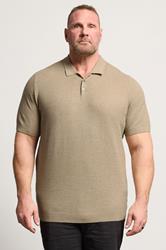 JACK & JONES Big & Tall Stone Brown Knitted Polo Shirt | BadRhino 3