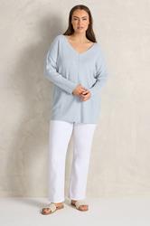 EVANS Plus Size Blue Batwing Sleeve Jumper 1