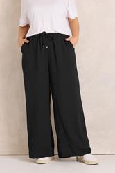 EVANS Plus Size 2 Pack Black & Navy Wide Leg Trousers | Evans 2