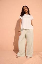 PixieGirl Petite Women's White Crochet Crinkle Top | PixieGirl 1