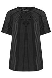 YOURS Curve Black Embroidered Notch Neck Blouse