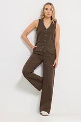 LTS Tall Women's Chocolate Brown Denim Cotton Waistcoat | Long Tall Sally 2