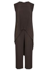 YOURS LONDON Curve Chocolate Brown Pleated Set
