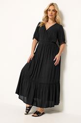 YOURS Plus Size Black Shirred Neck Maxi Dress | Yours Clothing 3