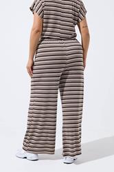 LIMITED COLLECITON Plus Size Brown Stripe Ribbed Wide Leg Trousers | Yours Clothing 2