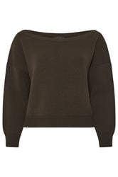 LIMITED COLLECTION Schulterfreier Strickpullover in Schokobraun