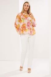 STAR Orange Abstract Frill Hem Blouse | StarByJM 1