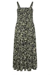YOURS Curve Black Shirred Floral Midi Dress