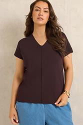 EVANS Plus Size Brown V-Neck Knitted Top | Evans 3