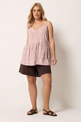 YOURS Plus Size Pink Embroidered Button Cami Vest Top | Yours Clothing 1