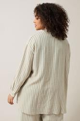 EVANS Curve Set Natural Brown Stripe Shirt & Trouser | Evans 2