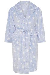 Powder Blue Star Print Dressing Gown 