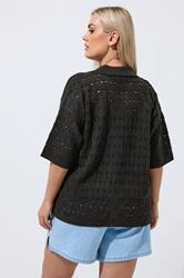 LIMITED COLLECTION Plus Size Black Crochet Shirt | Yours Clothing 2