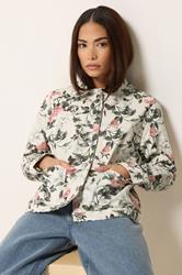 PixieGirl Petite Women's Cream Floral Denim Jacket | PixieGirl 3
