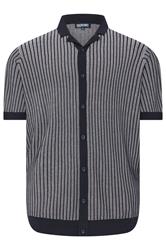 BadRhino Big & Tall Navy Blue Knitted Stripe Shirt | BadRhino 6
