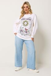 YOURS Plus Size Ivory White Floral Sun Graphic Sweatshirt | Yours Clothing 1