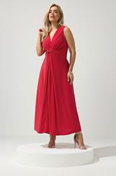 YOURS LONDON Plus Size Red Abstract Knot Detail Dress | Yours Clothing 3