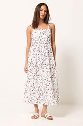PixieGirl Petite White Ditsy Floral Midi Dress | PixieGirl 1