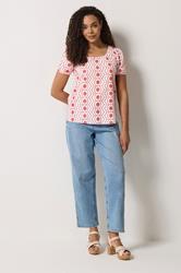 M&Co White & Red Floral Broderie Cotton Top | M&Co 4